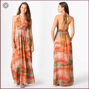 Jessica Simpson Watercolor Halter Maxi Dress